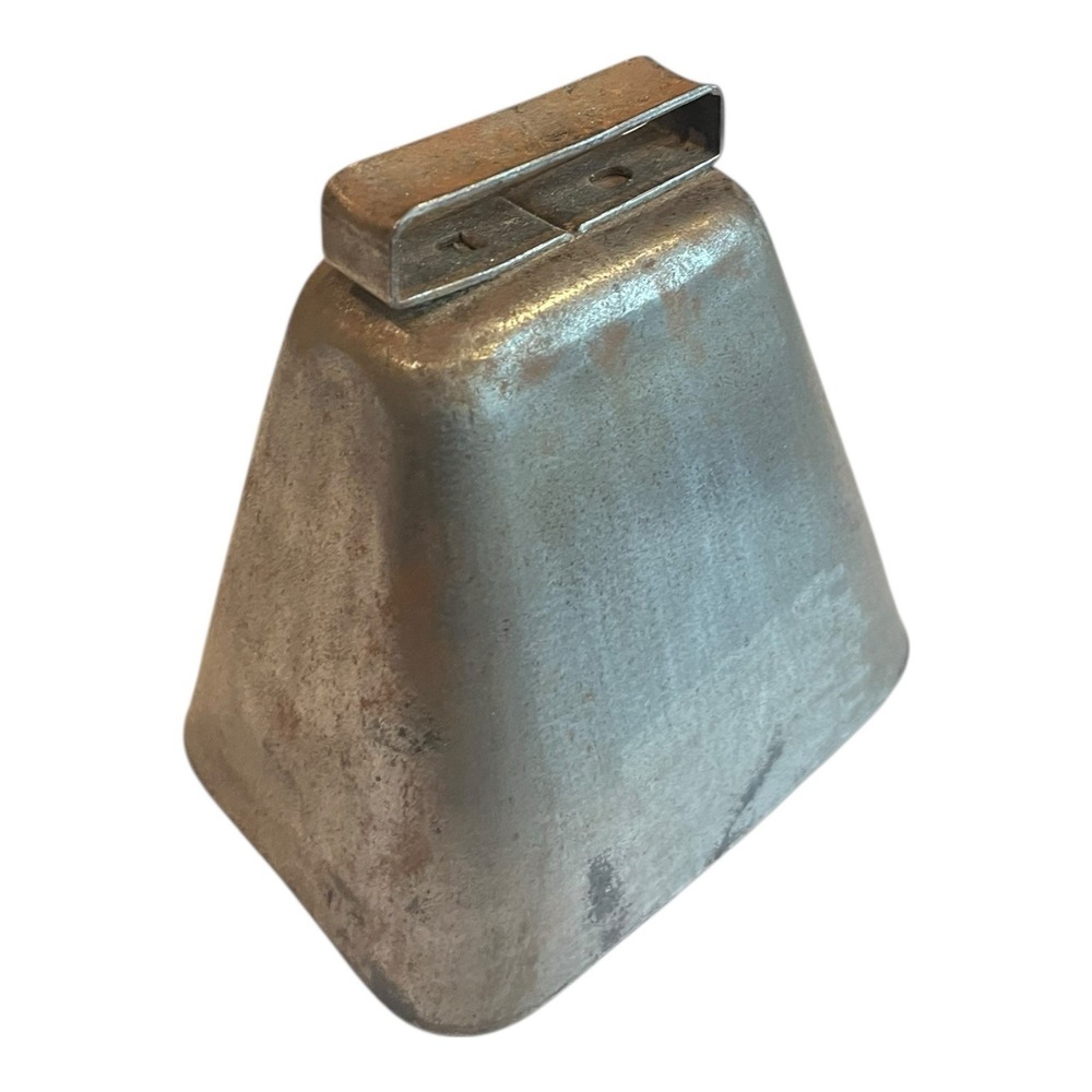 Vintage Rustic Metal Cow Bell With Aged Finish 5" Large Clapper
